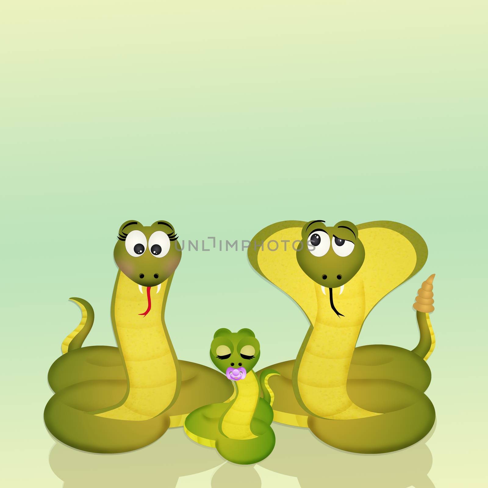 illustration of snakes family