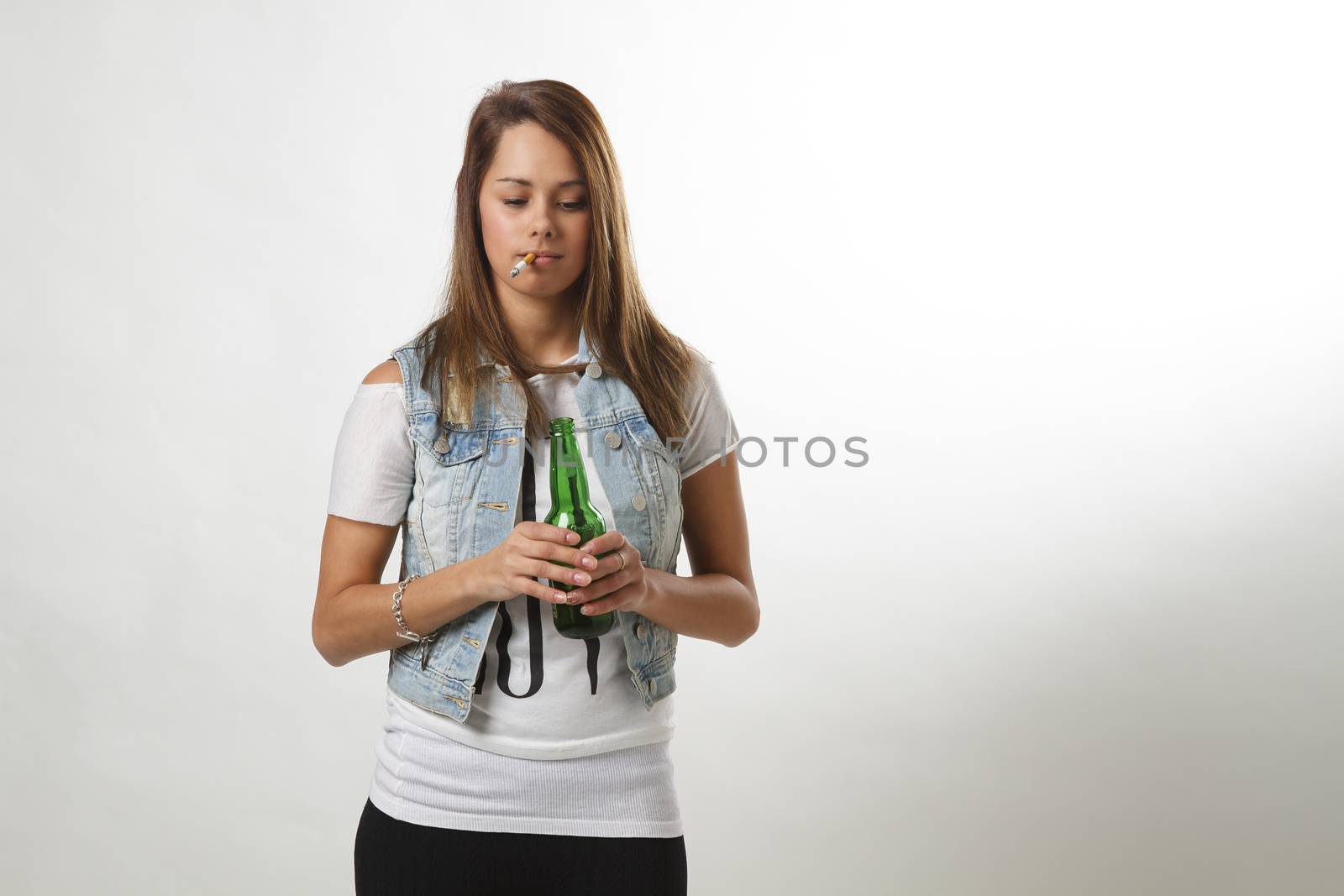 teen girl smoking and drinking