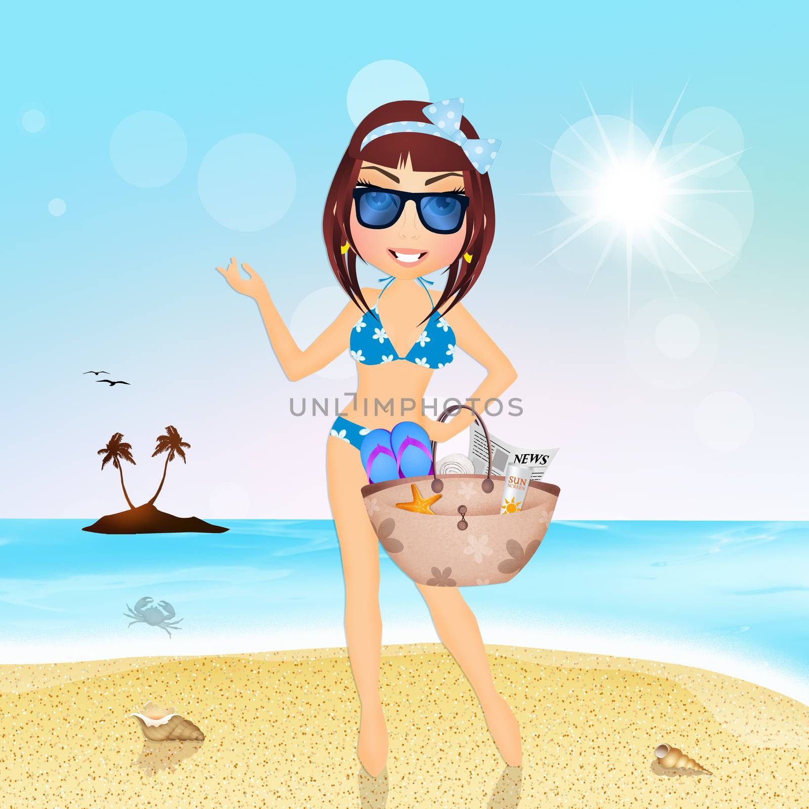 girl with beach bag by adrenalina