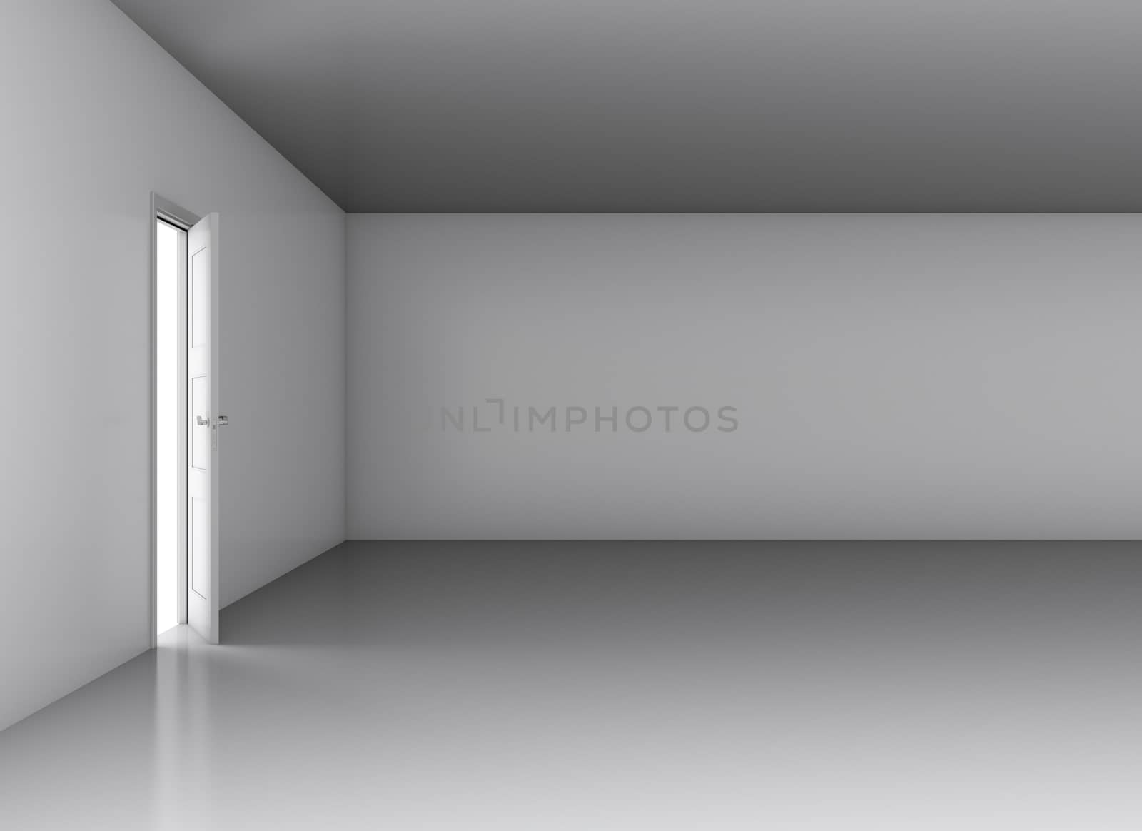 White opened door in empty room by cherezoff