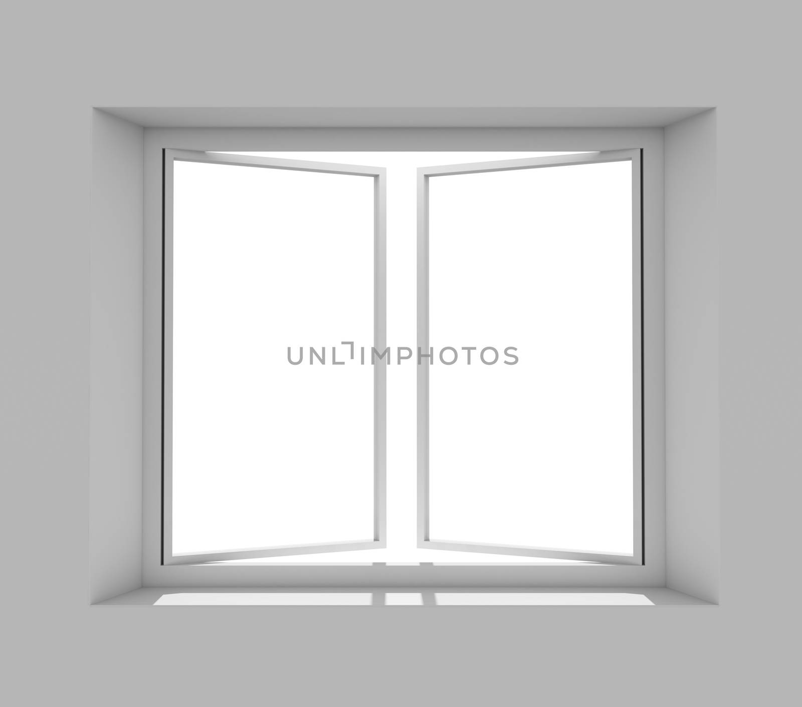 Clean gray wall with opened window by cherezoff