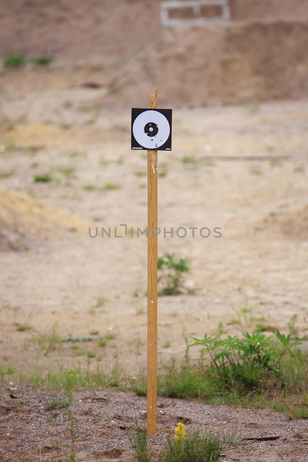 Targets on outdoor shooting range close up