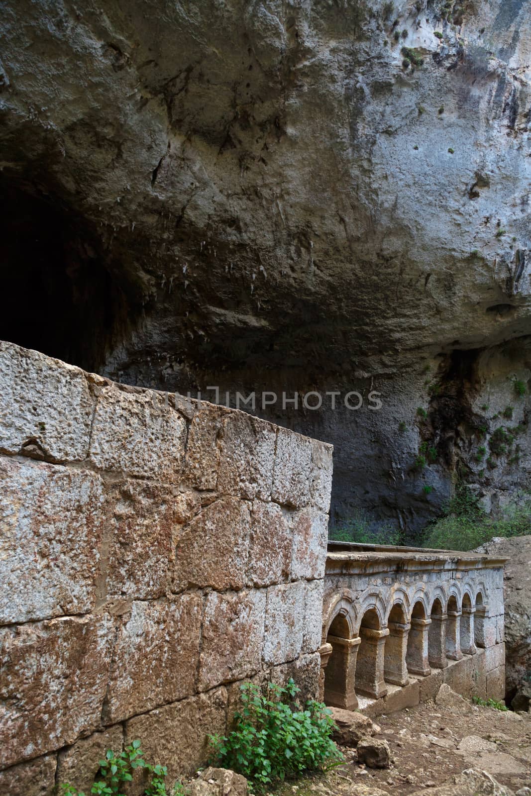Paradise, Hell (Cennet Cehennem) cave ruins and religious basilica in Mersin, Turkey.