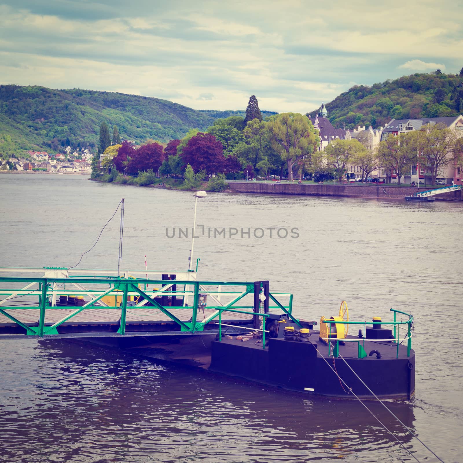 German Old Town in the Bend of the Rhine, Retro Effect