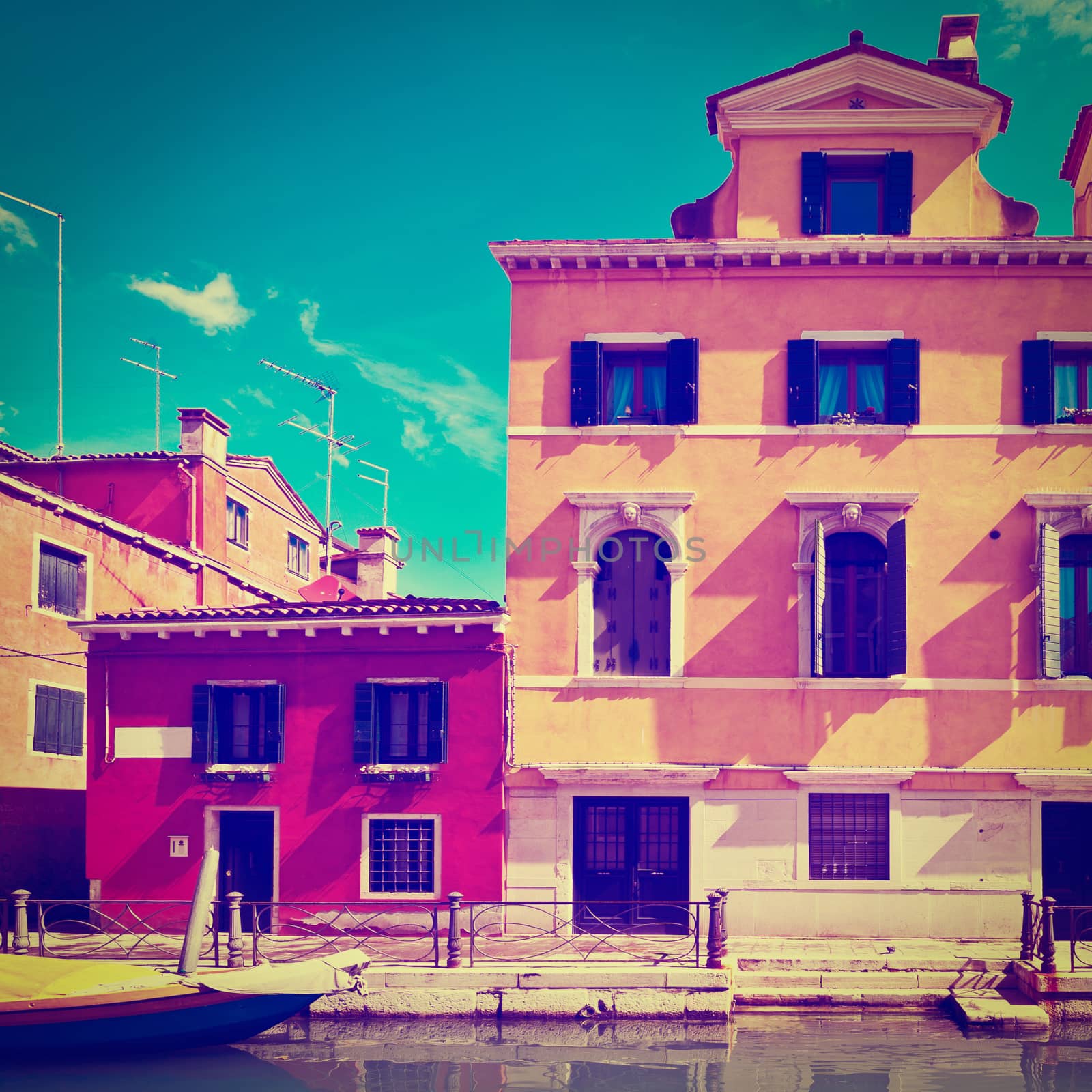 The Narrow Canal- the Street in Venice, Retro Effect