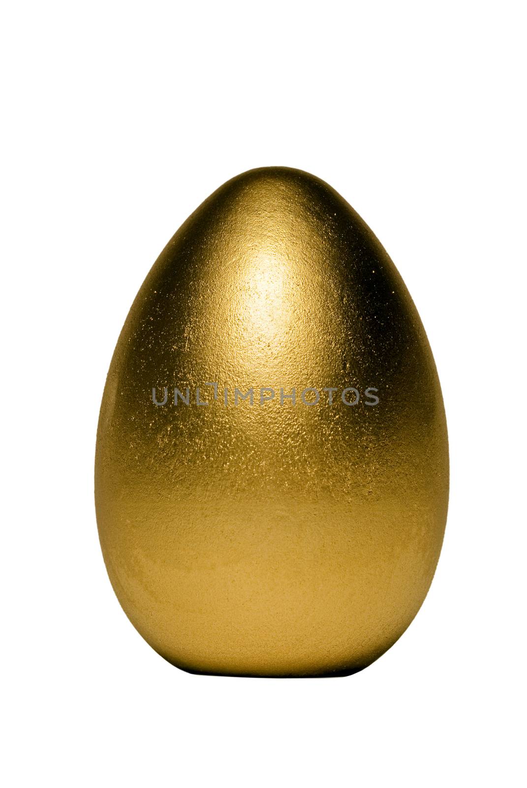 A version of a golden egg.  Macro shot.  Isolated on white.