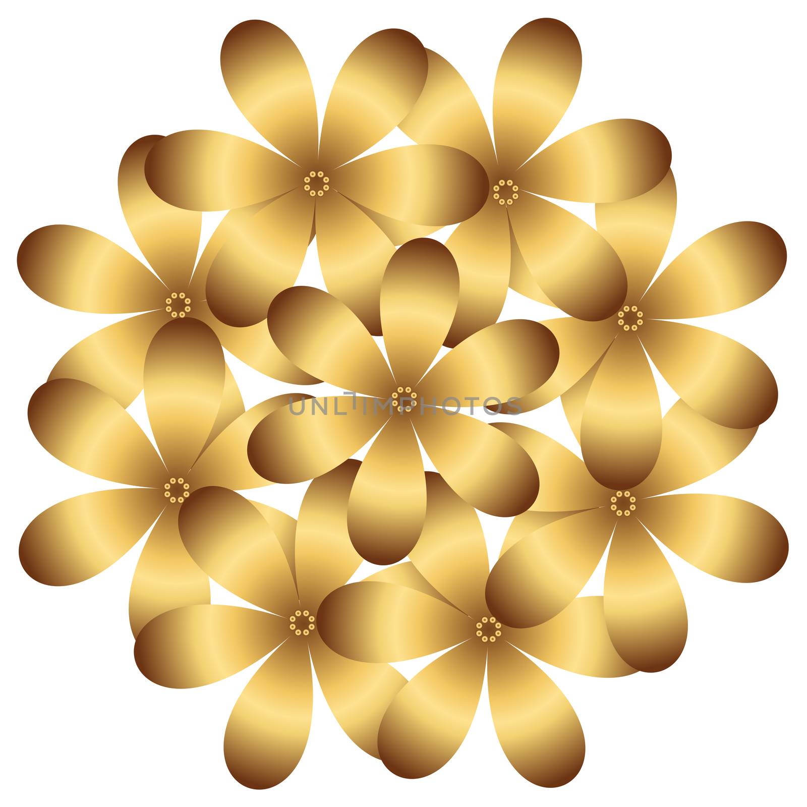 Composition vector gold flowers on a white background.