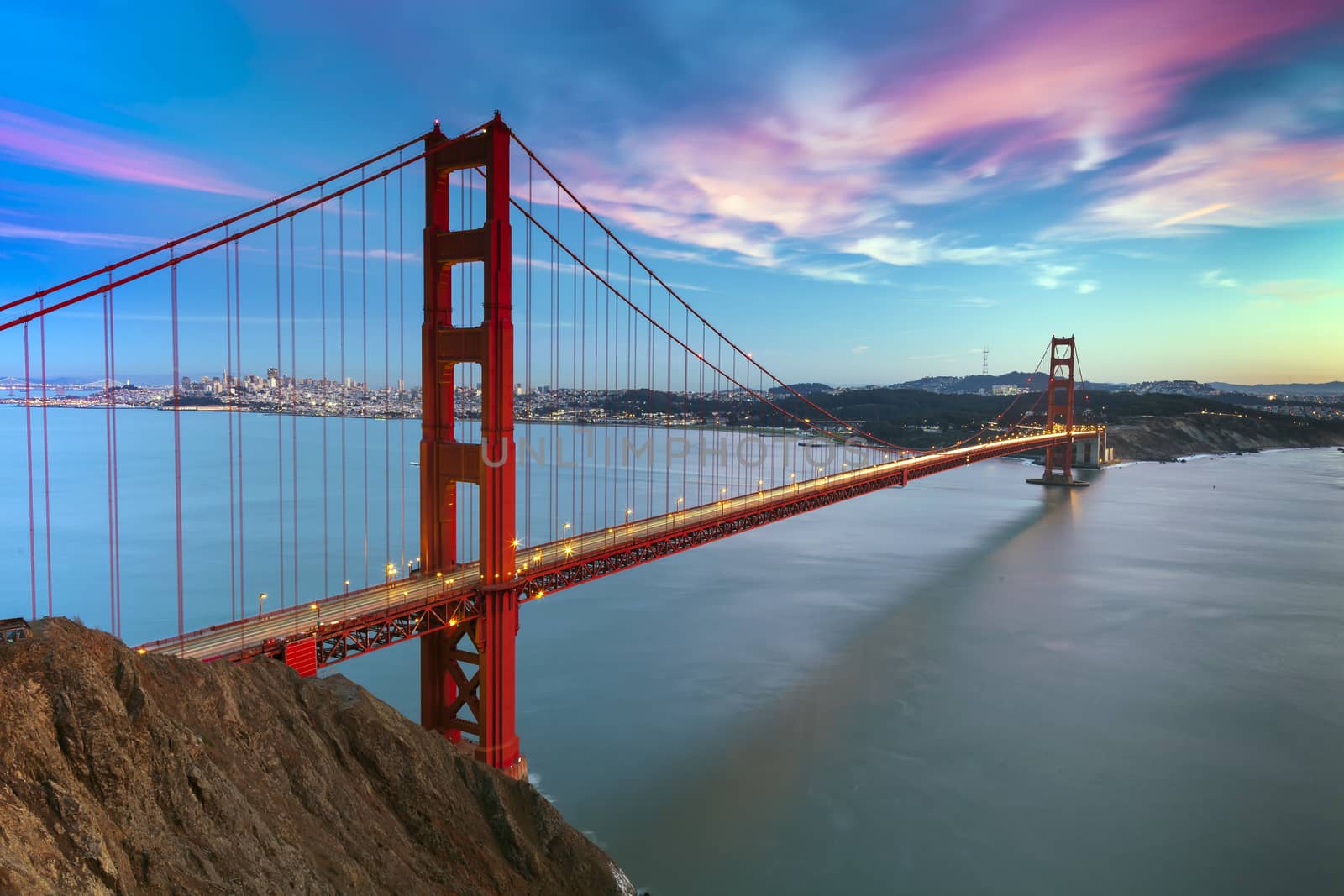 San Francisco from San Francisco Headlands and Golden Gate bridge