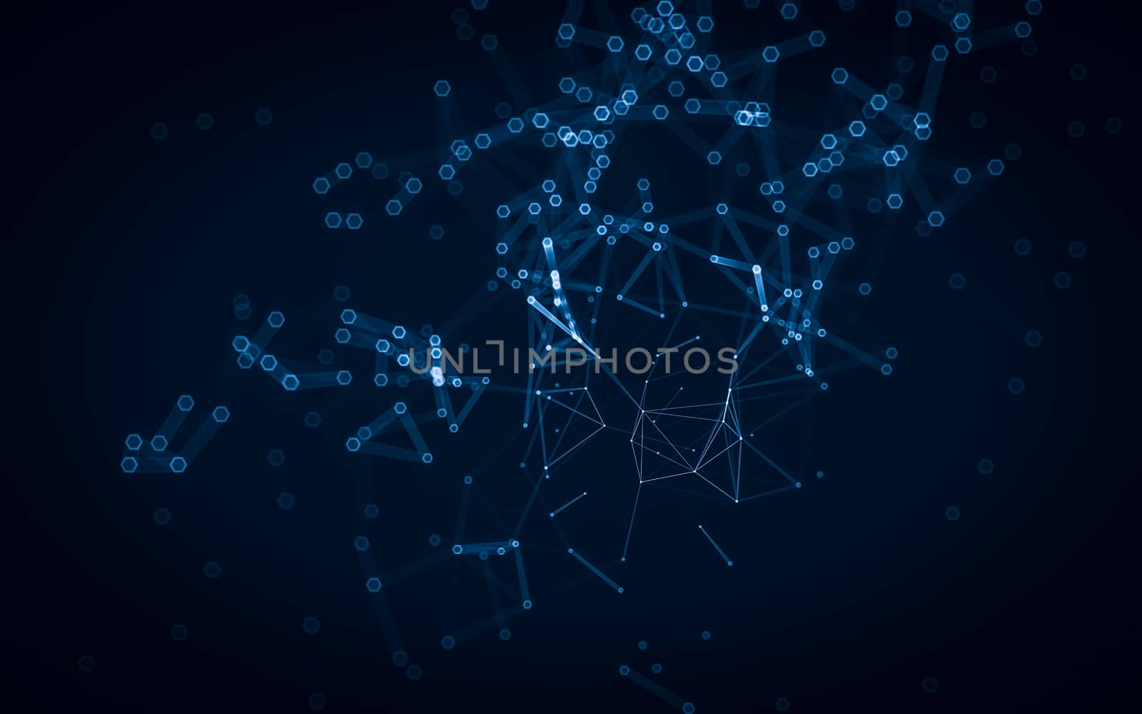 Abstract polygonal space low poly dark background with connecting dots and lines. Connection structure. 3d rendering