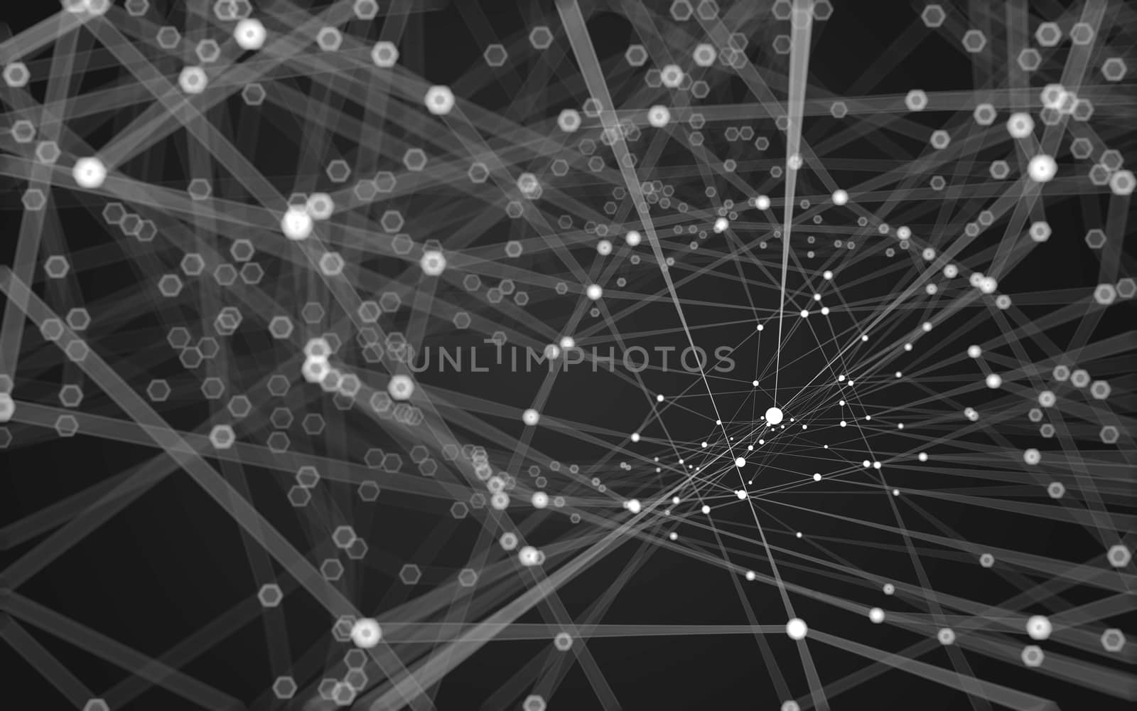 Abstract polygonal space low poly dark background with connecting dots and lines. Connection structure. 3d rendering