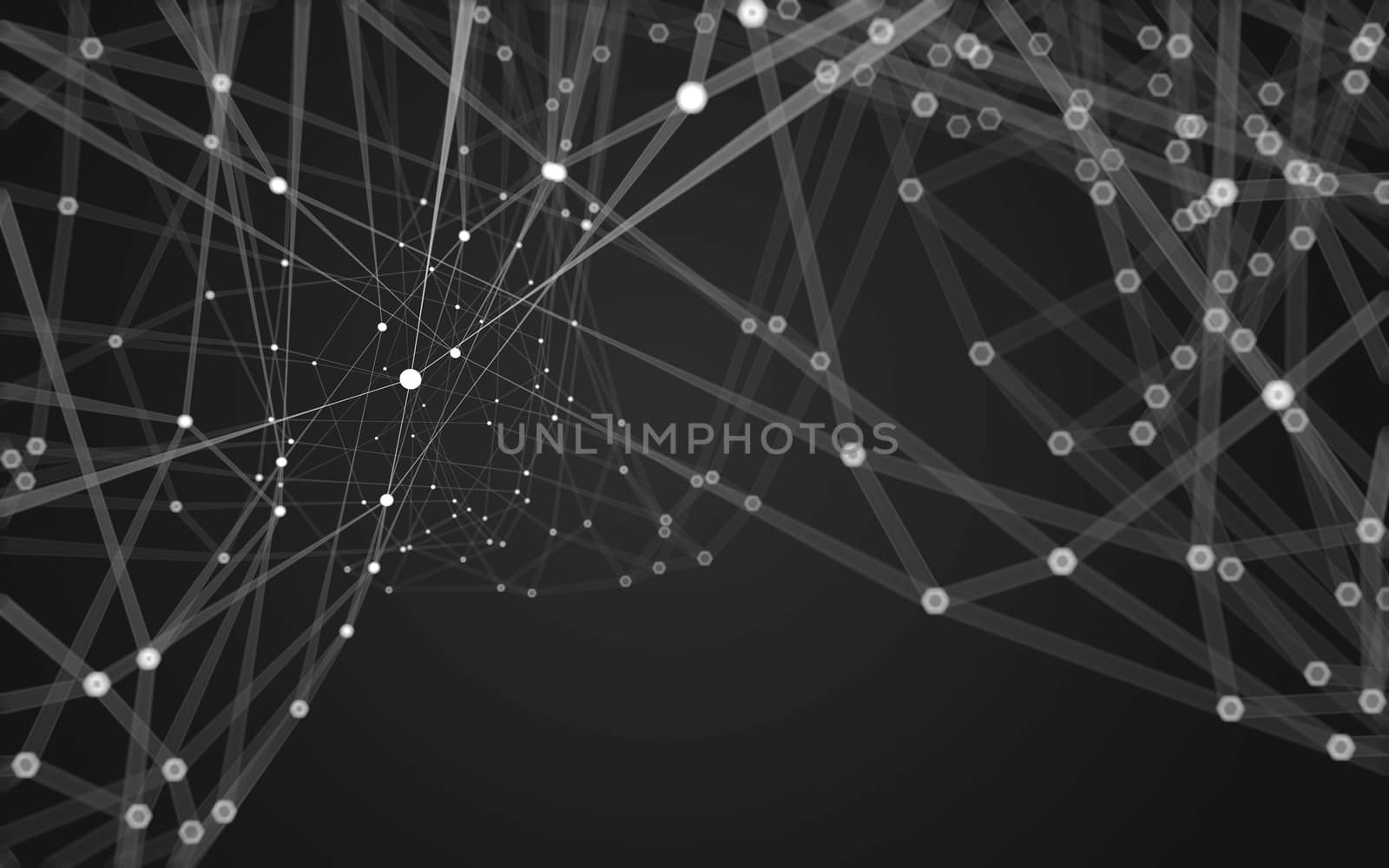 Abstract polygonal space low poly dark background with connecting dots and lines. Connection structure. 3d rendering