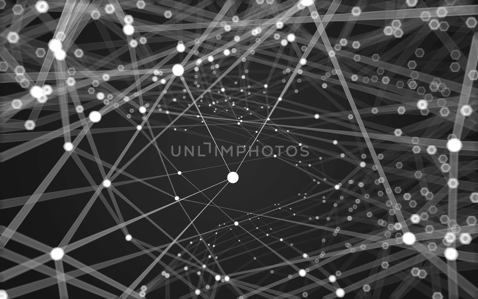 Abstract polygonal space low poly dark background with connecting dots and lines. Connection structure. 3d rendering