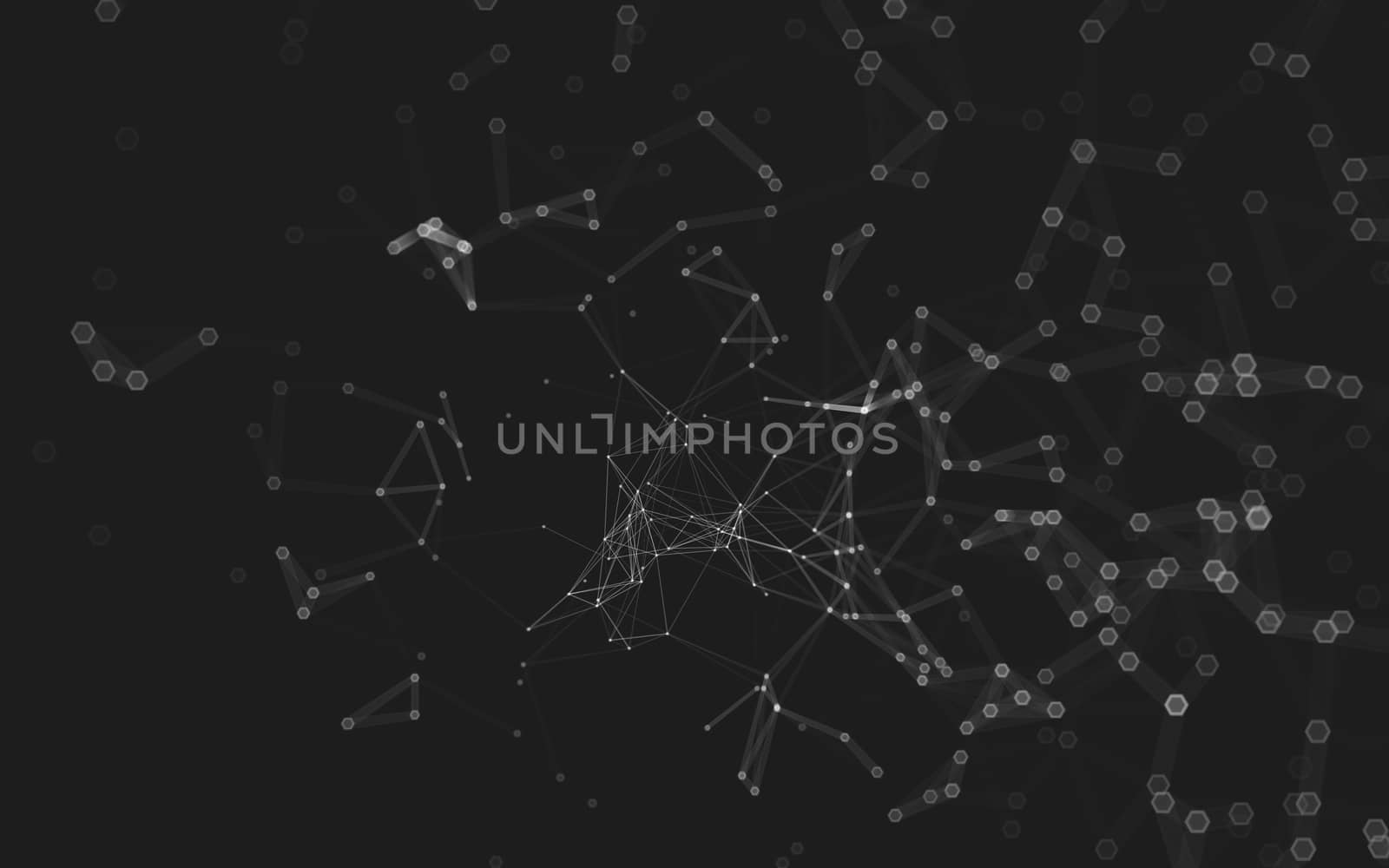 Abstract polygonal space low poly dark background with connecting dots and lines. Connection structure. 3d rendering