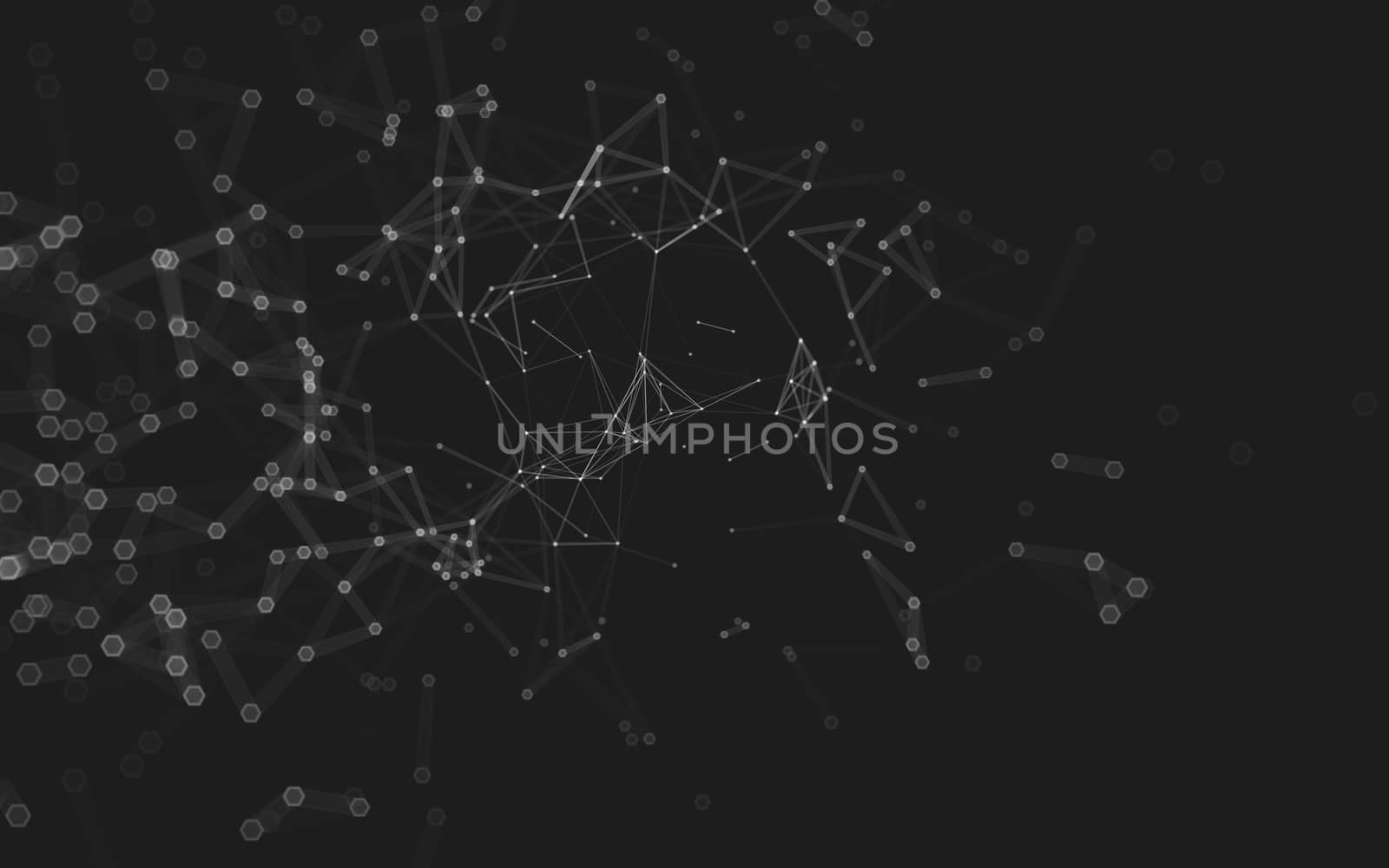 Abstract polygonal space low poly dark background with connecting dots and lines. Connection structure. 3d rendering