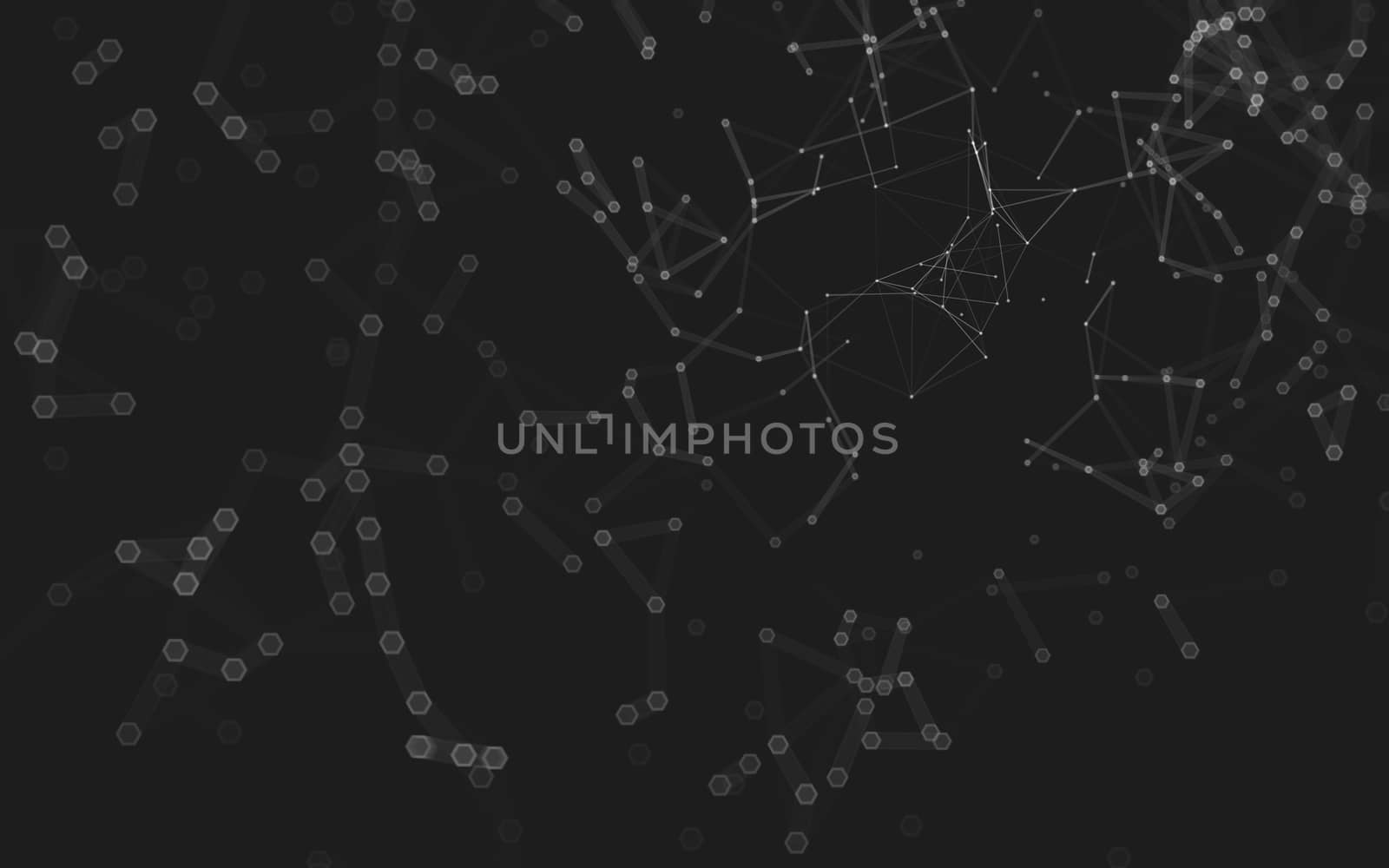 Abstract polygonal space low poly dark background with connecting dots and lines. Connection structure. 3d rendering