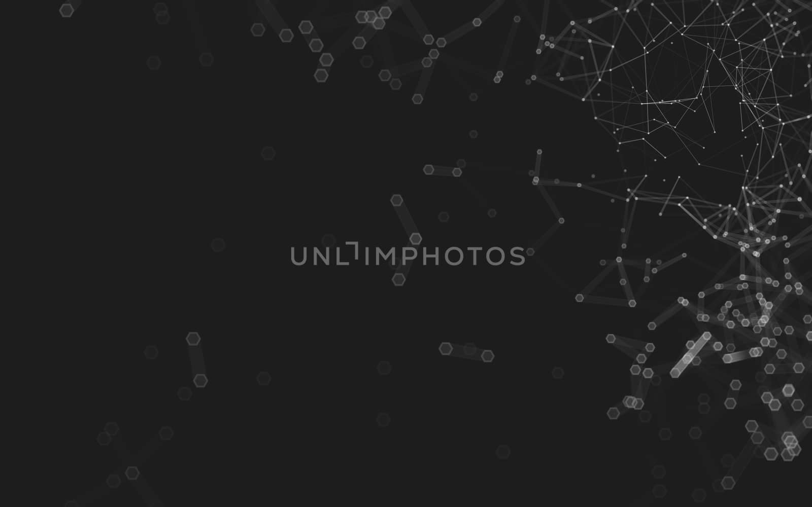 Abstract polygonal space low poly dark background with connecting dots and lines. Connection structure. 3d rendering