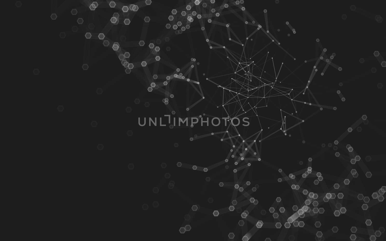 Abstract polygonal space low poly dark background with connecting dots and lines. Connection structure. 3d rendering