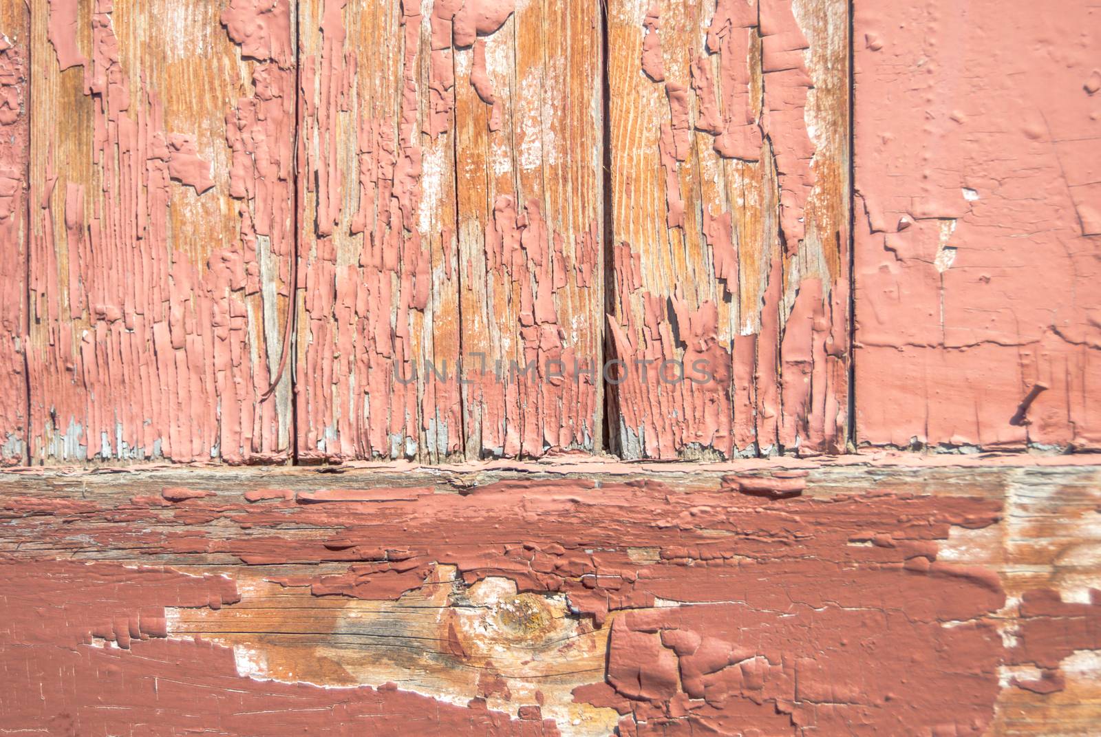 texture of wooden surface with remnants of old paint that has dried and cracked under the influence of weather