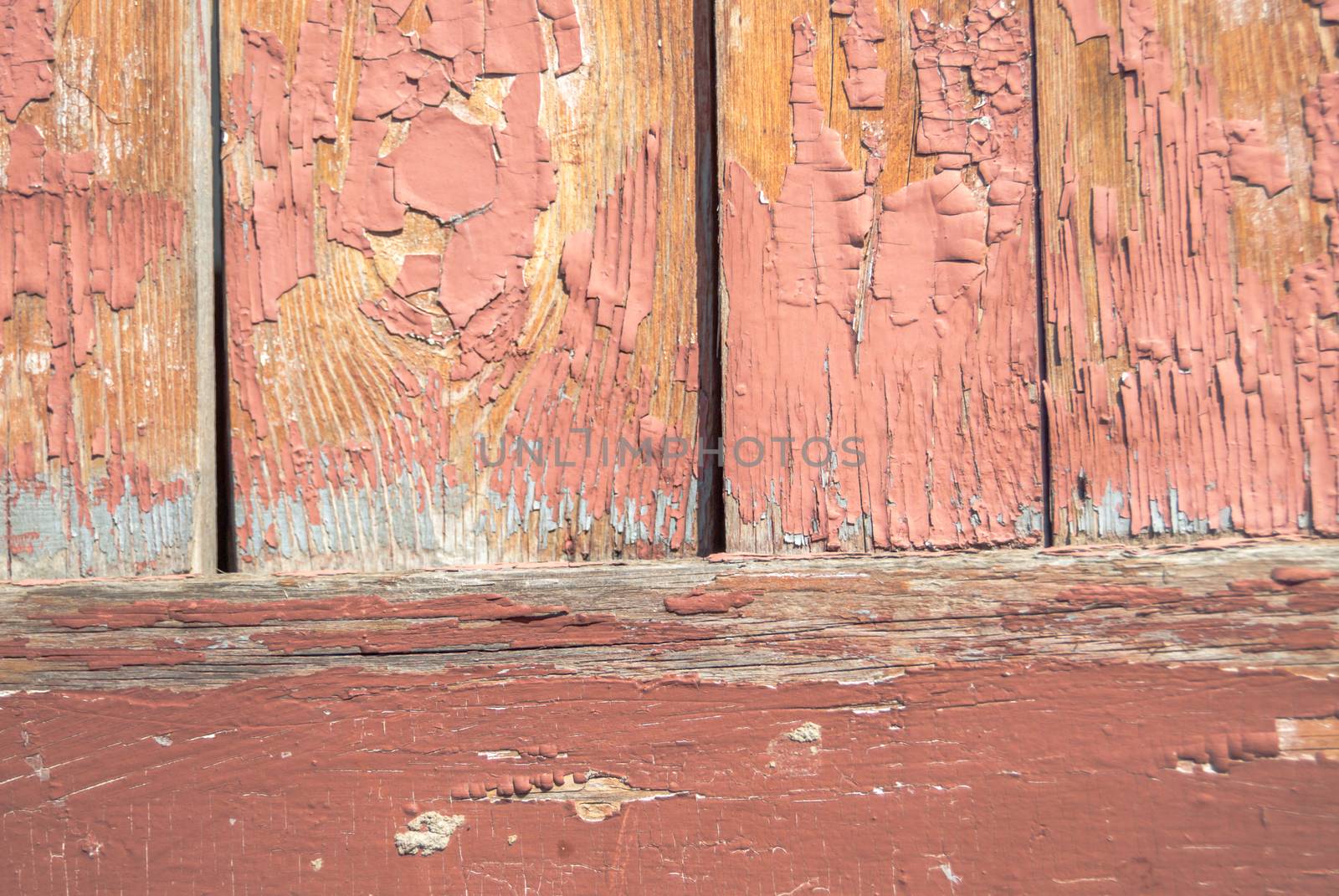 texture of wooden surface with remnants of old paint that has dried and cracked under the influence of weather