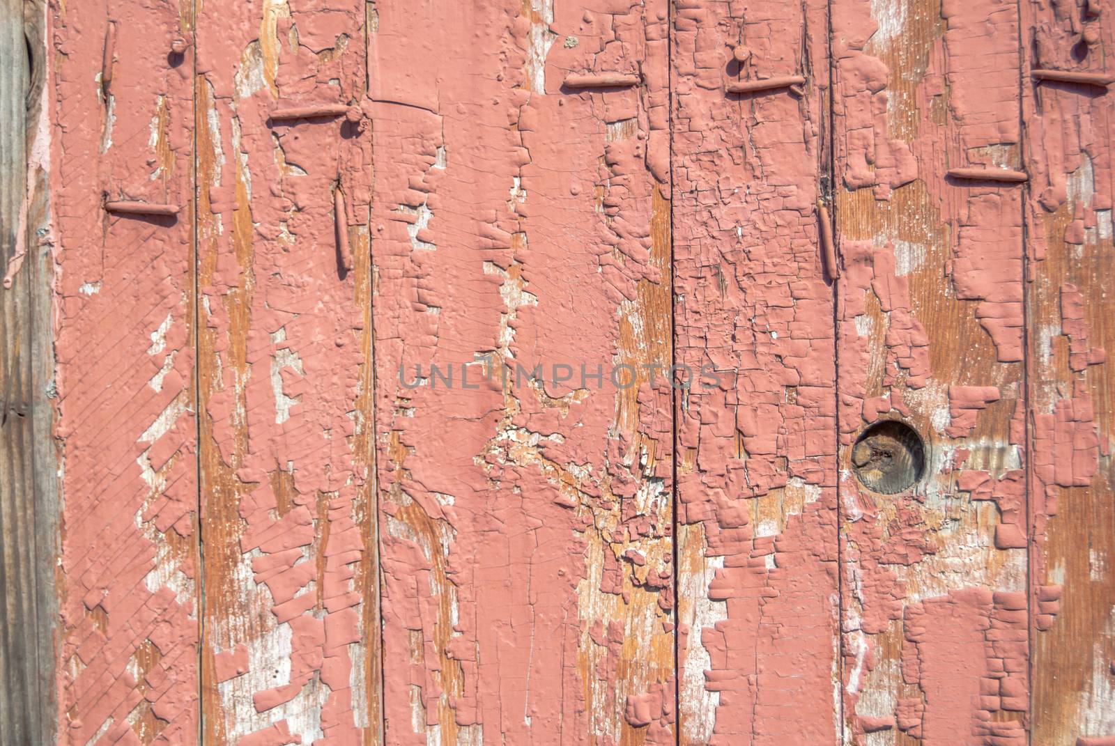 texture of wooden surface with remnants of old paint that has dried and cracked under the influence of weather