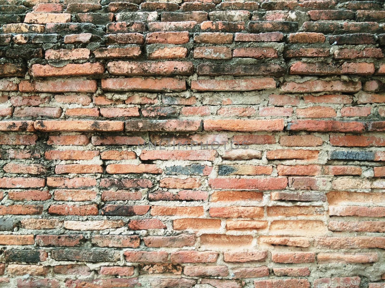 Close-up of Old Orange Brick Wall Background