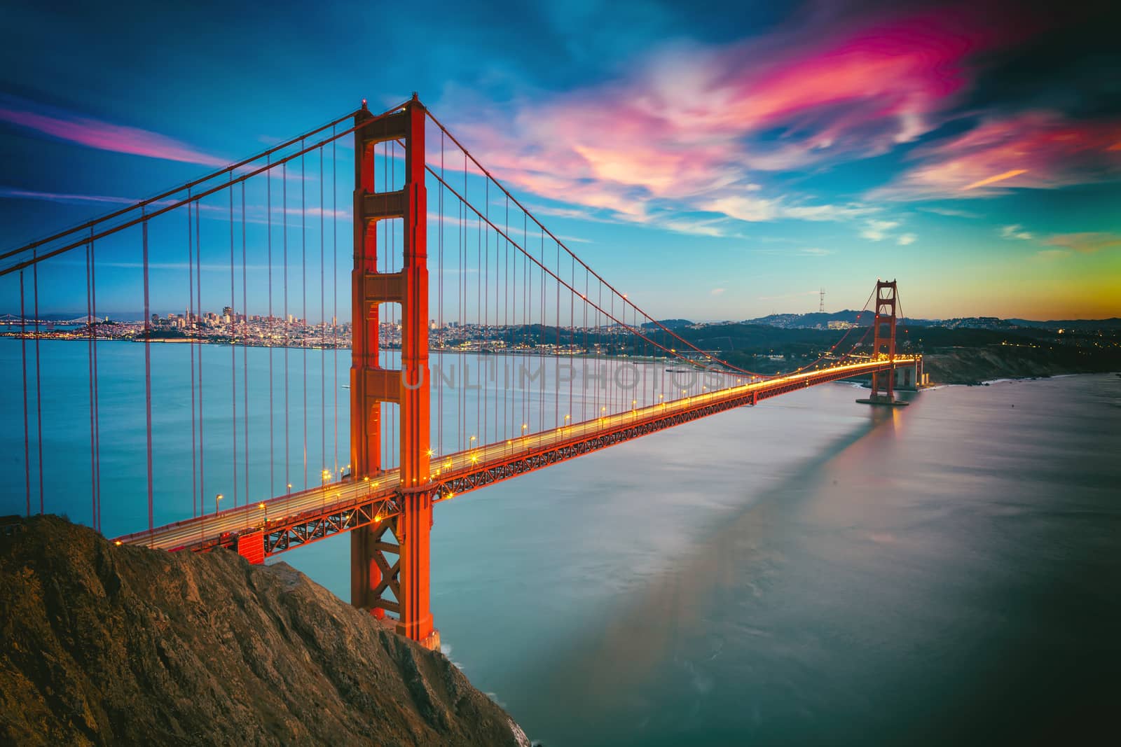 San Francisco from San Francisco Headlands and Golden Gate bridge