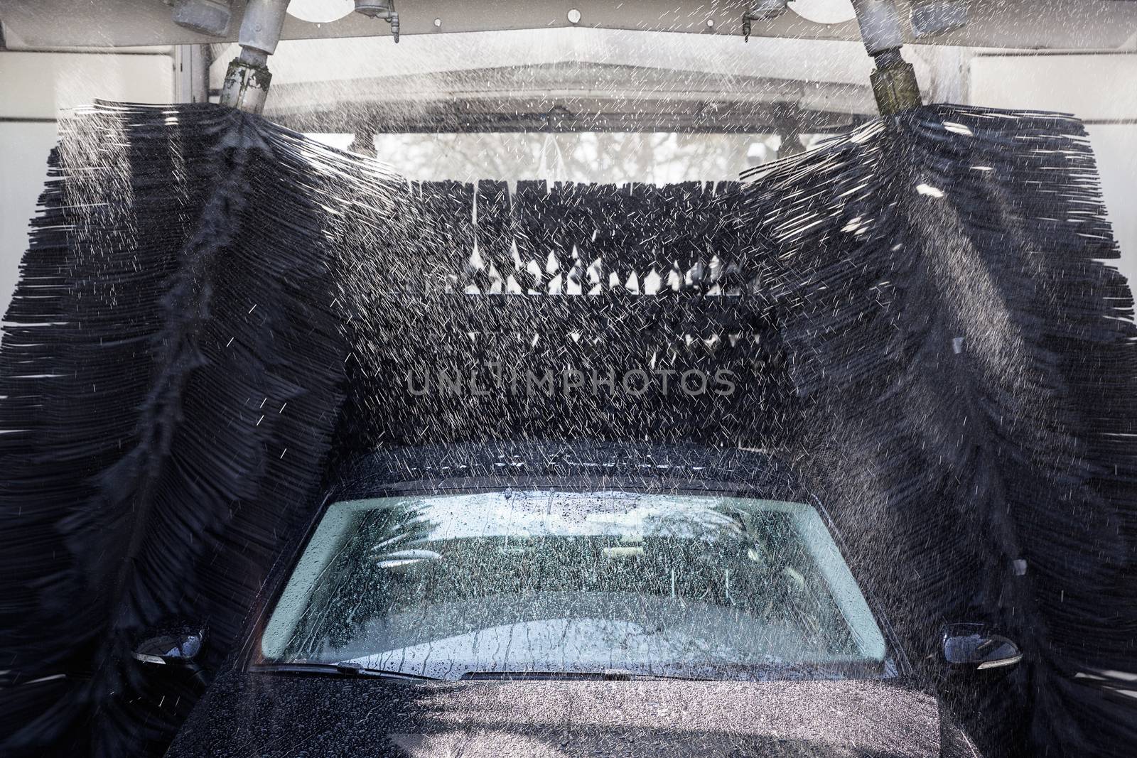 Car during washing process