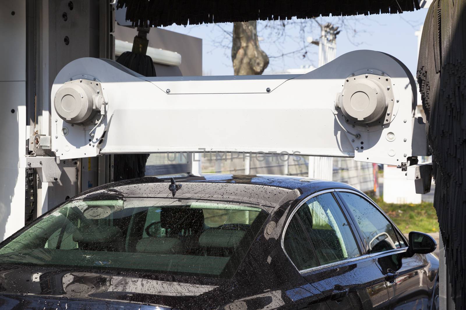 Car during washing process