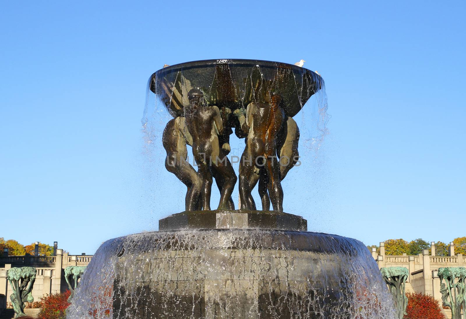 OSLO - NORWAY - NOVEMBER 13: Bronze fountain  in Vigeland's sculpture arrangement also called Vigeland Park on november 13, 2015 in Oslo.