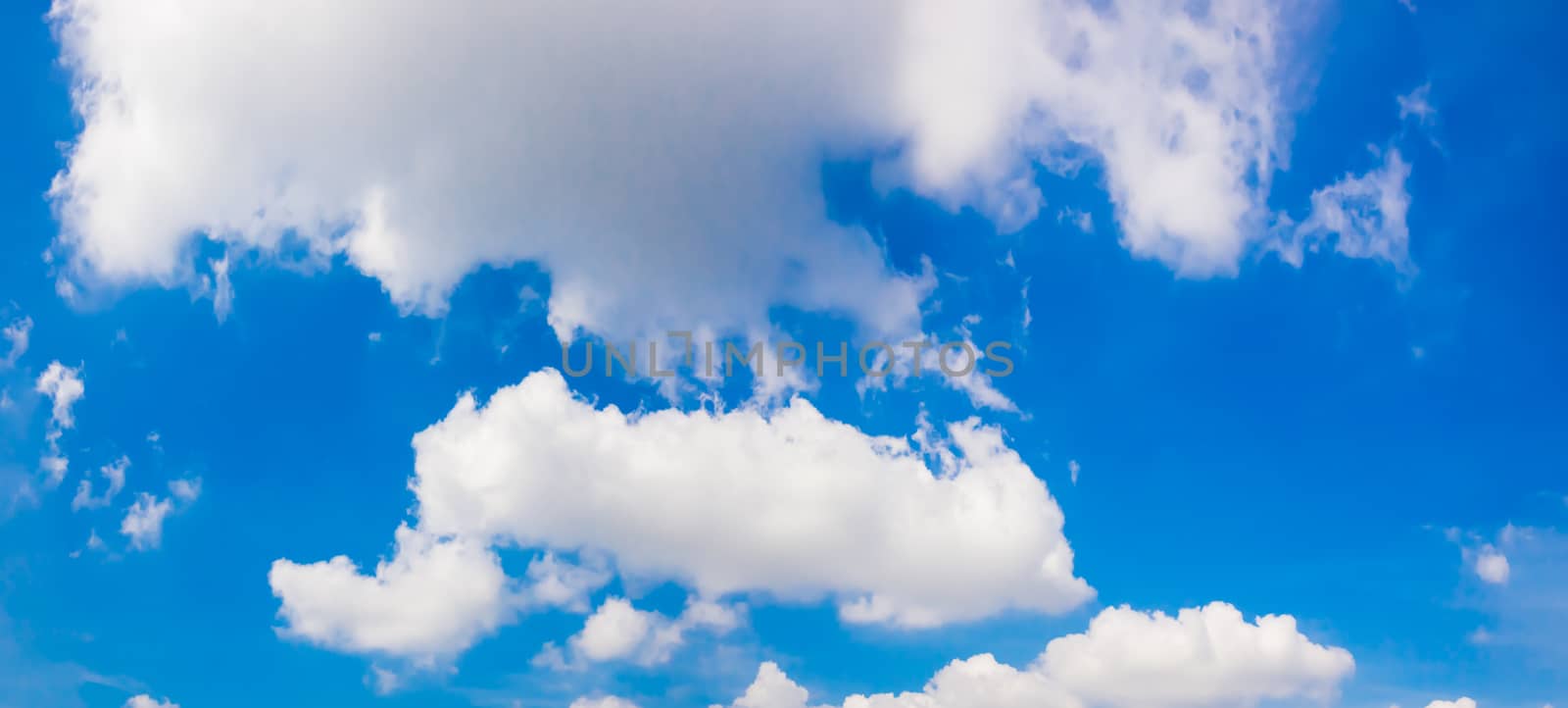 Beautiful of blue sky and group of cloud - Panorama Effect