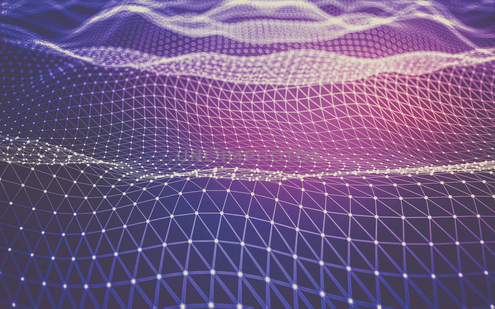 Abstract polygonal space low poly dark background with connecting dots and lines. Connection structure. 3d rendering