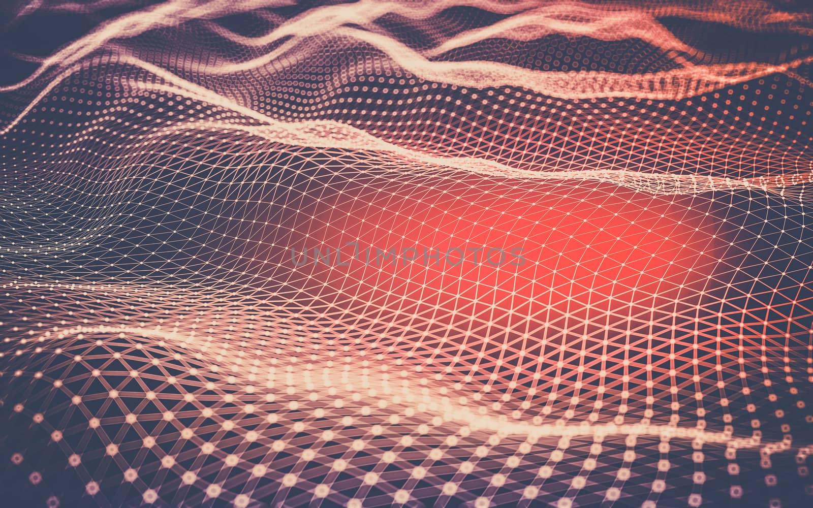 Abstract polygonal space low poly dark background with connecting dots and lines. Connection structure. 3d rendering