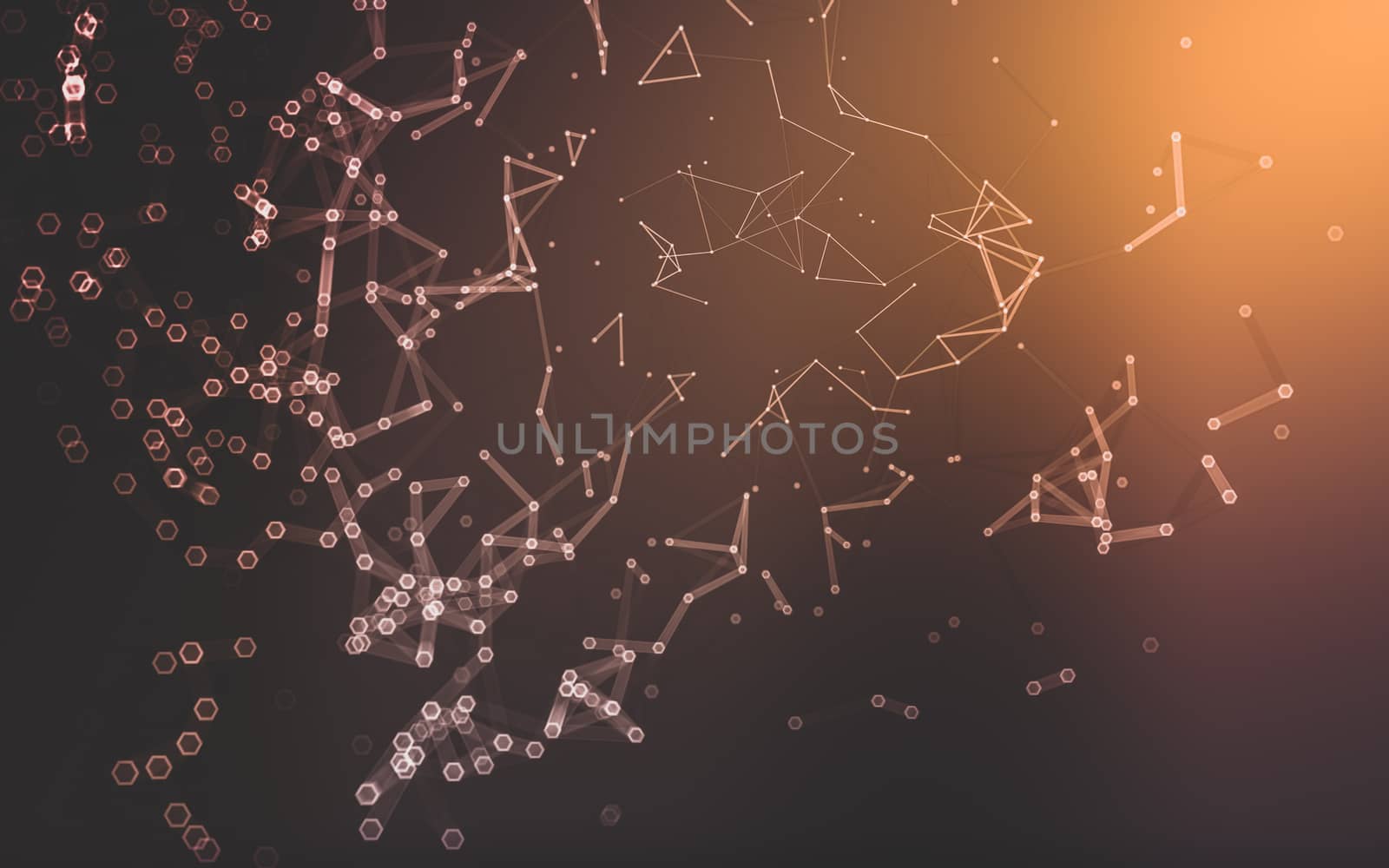 Abstract polygonal space low poly dark background, 3d rendering by teerawit