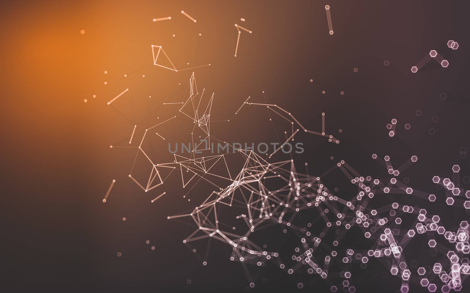 Abstract polygonal space low poly dark background, 3d rendering by teerawit