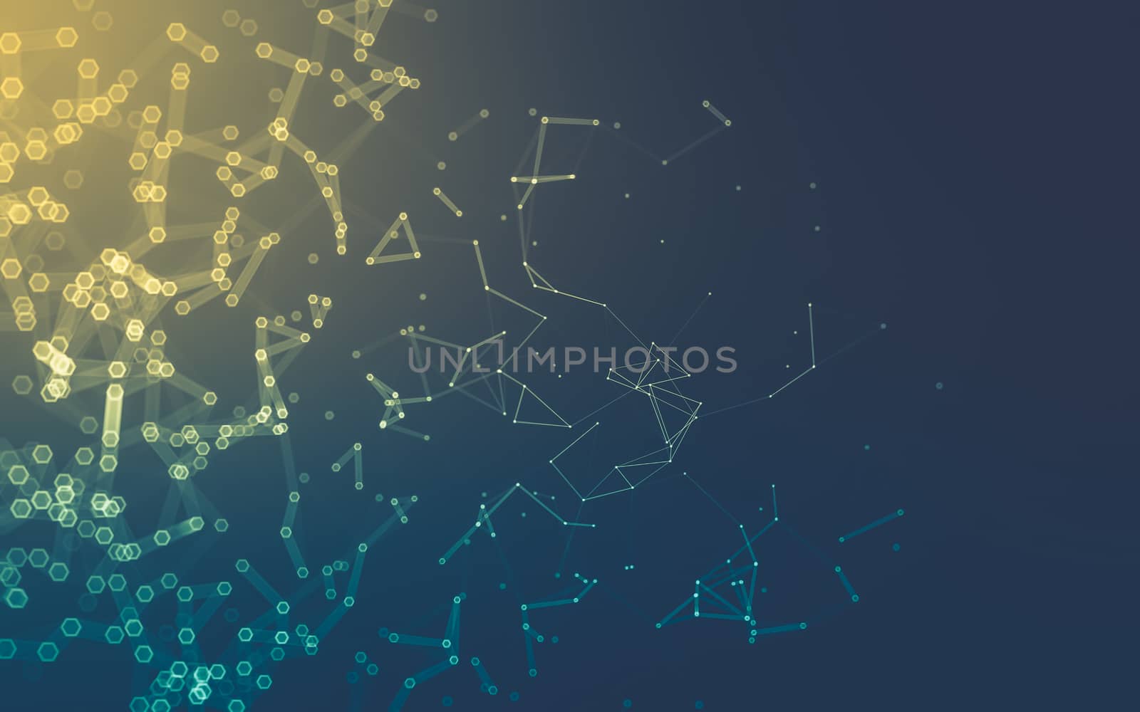 Abstract polygonal space low poly dark background with connecting dots and lines. Connection structure. 3d rendering