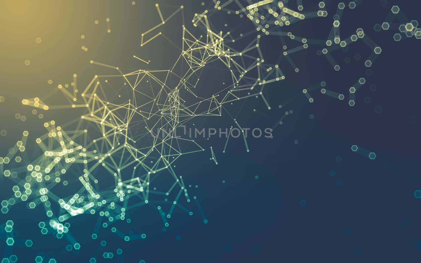 Abstract polygonal space low poly dark background, 3d rendering by teerawit