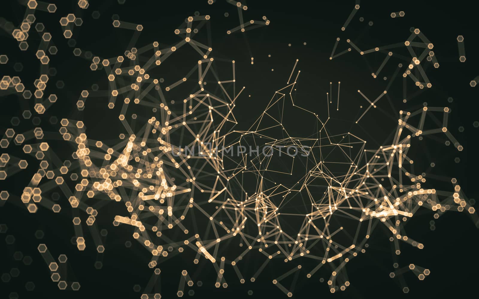 Abstract polygonal space low poly dark background with connecting dots and lines. Connection structure. 3d rendering