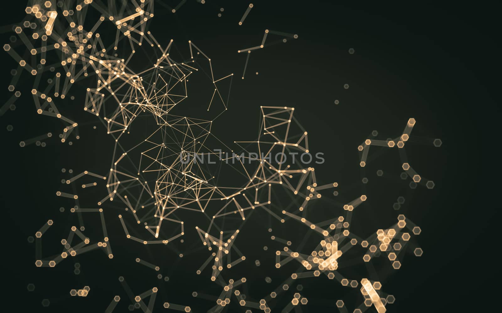 Abstract polygonal space low poly dark background with connecting dots and lines. Connection structure. 3d rendering