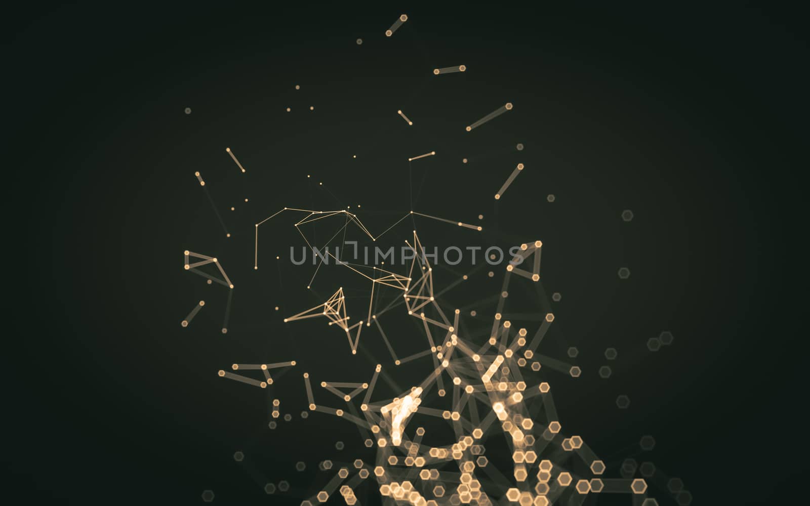 Abstract polygonal space low poly dark background with connecting dots and lines. Connection structure. 3d rendering