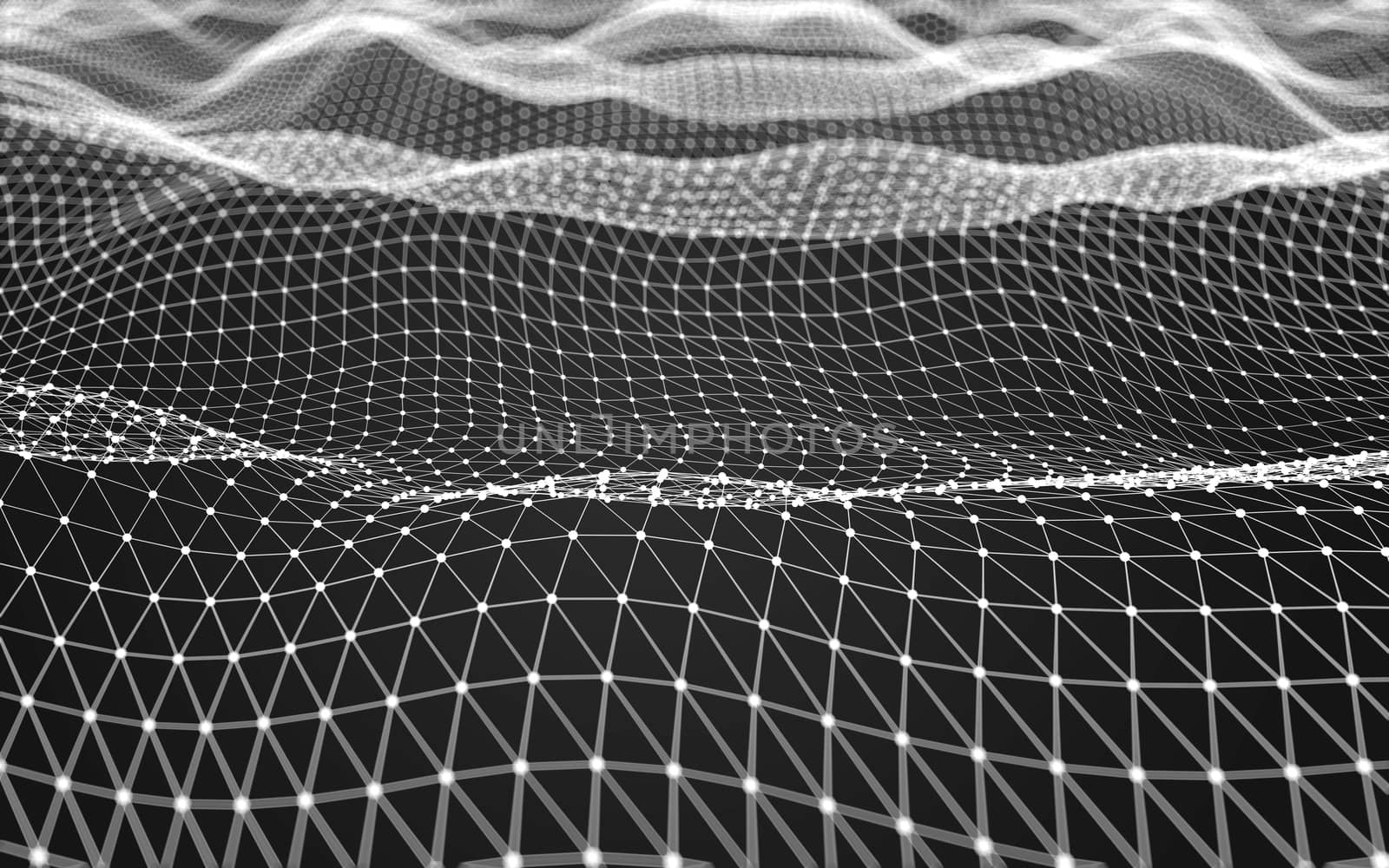 Abstract polygonal space low poly dark background with connecting dots and lines. Connection structure. 3d rendering