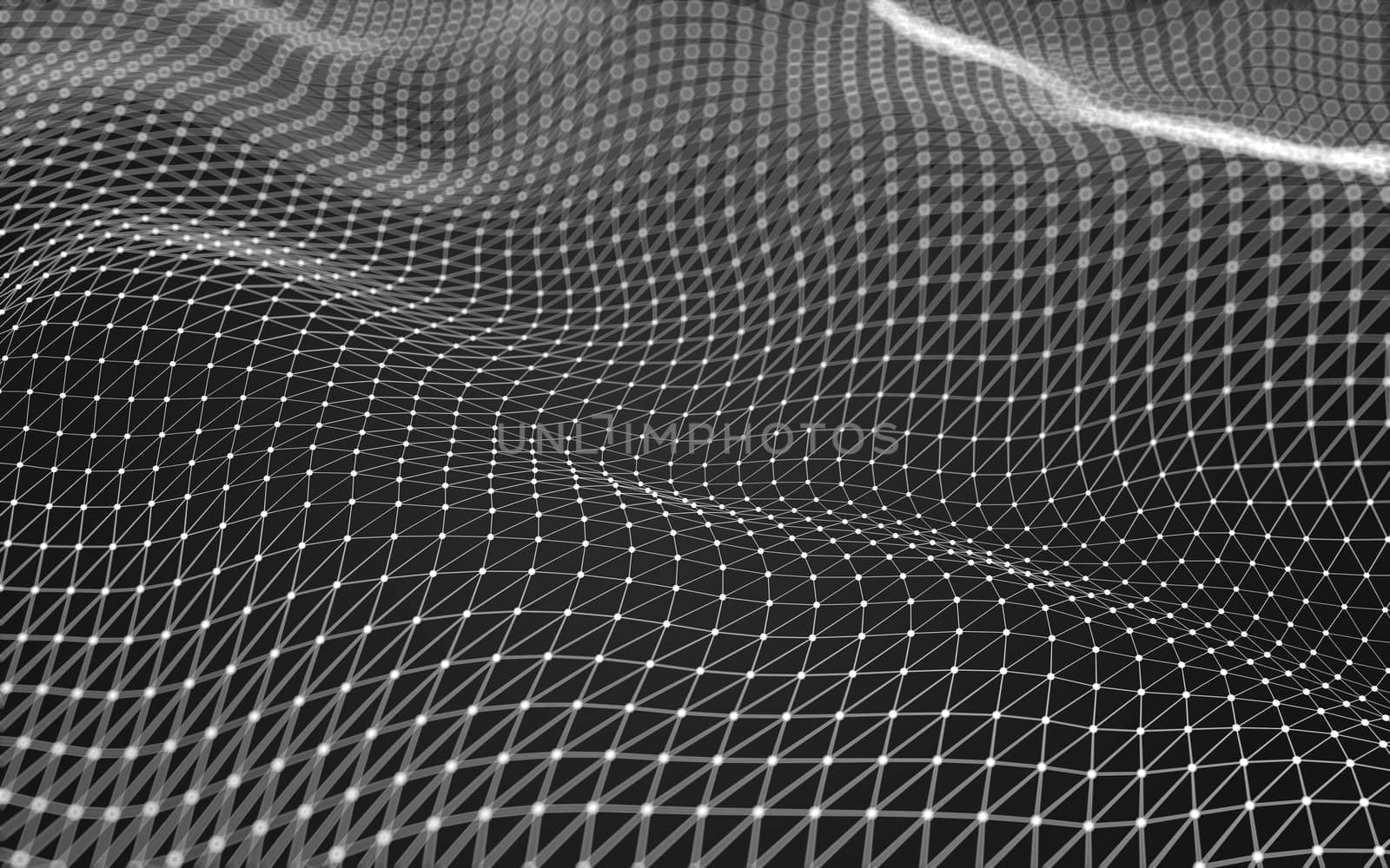 Abstract polygonal space low poly dark background with connecting dots and lines. Connection structure. 3d rendering