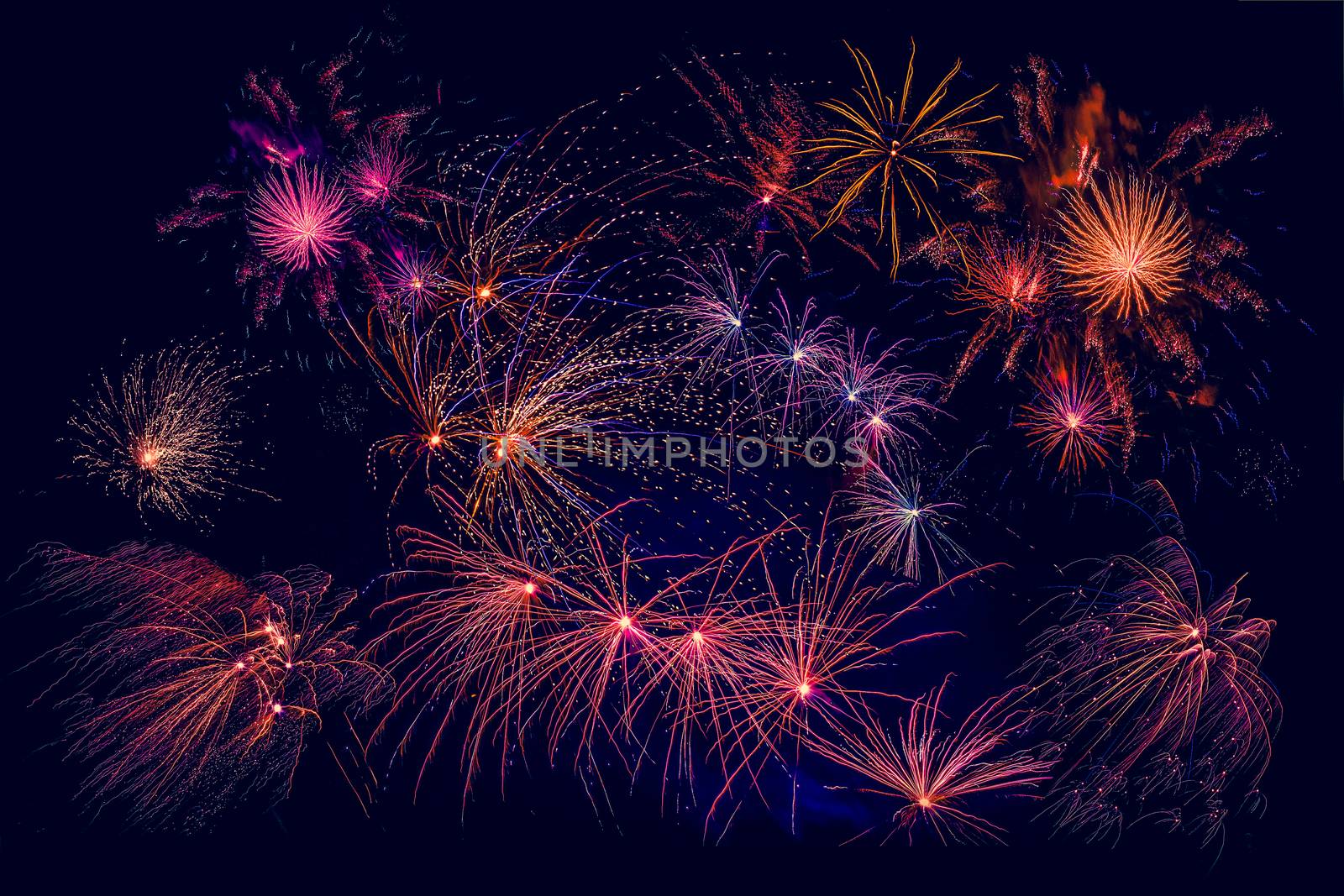 Fireworks in beautiful colors at new years eve