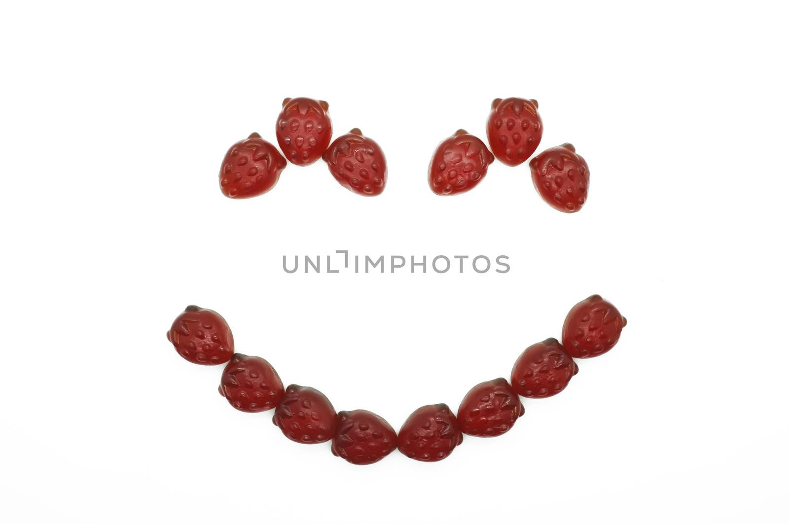 Smile of gummi red strawberry jelly