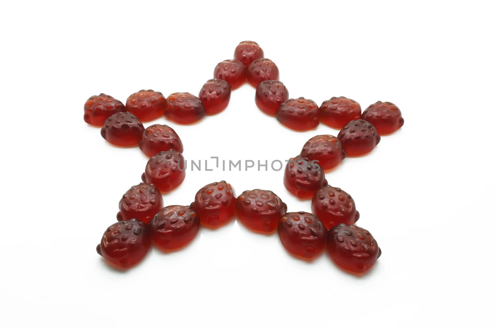 Star of gummi red strawberry jelly