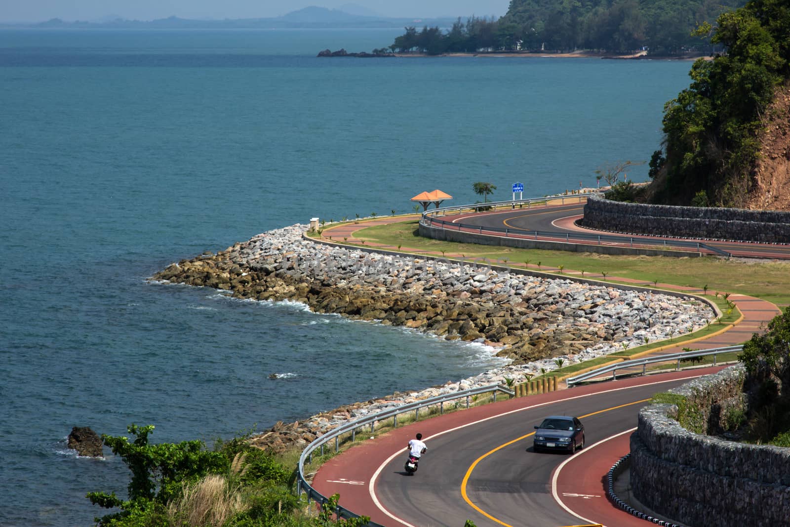 Winding road by the sea in Chanthaburi, Thailand