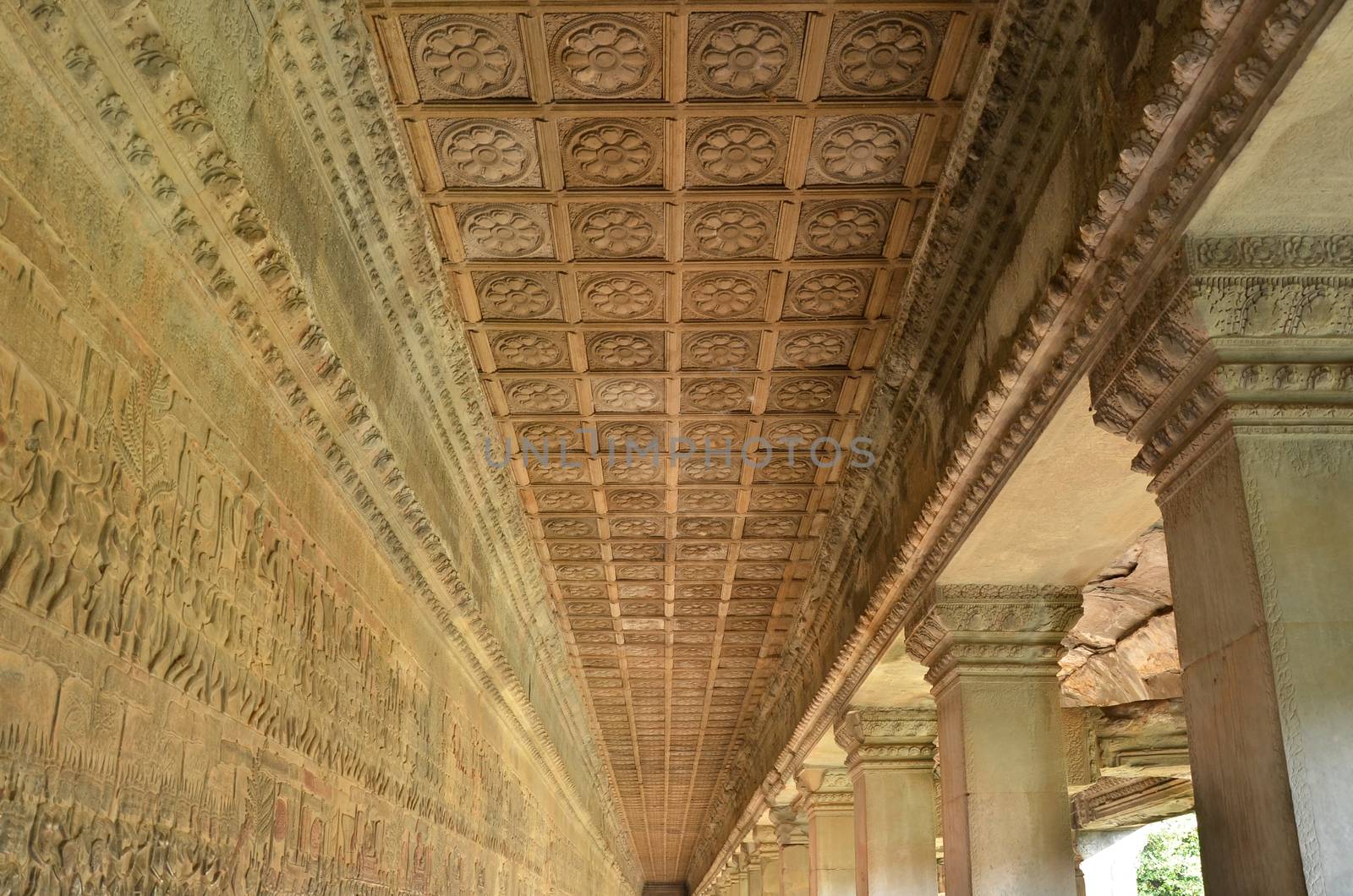 Ceiling detail of Angkor Wat, Siem Reap, Cambodia