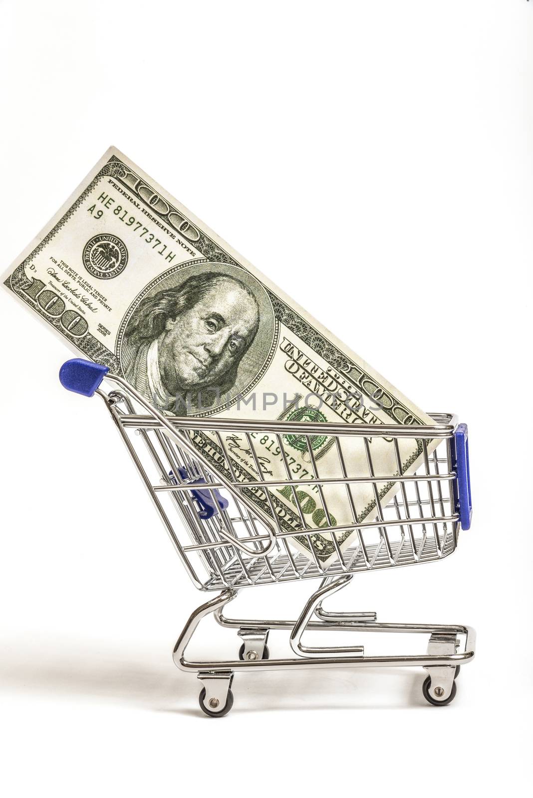 Hundred Dollars In Shopping Cart by stockbuster1