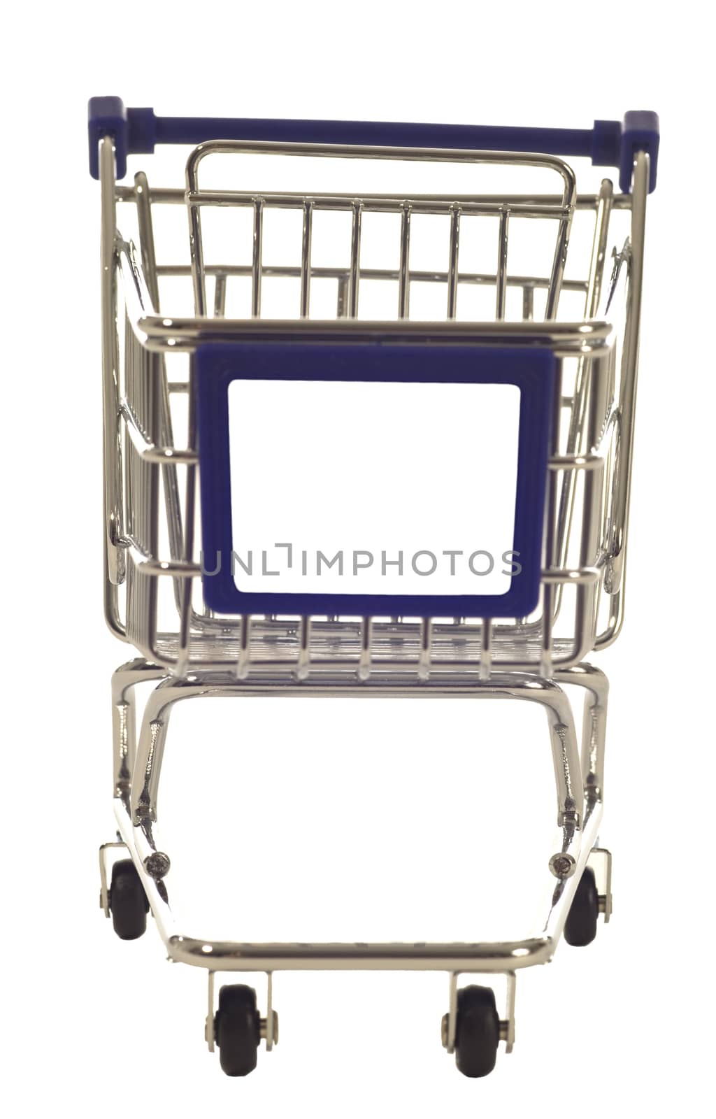 Shopping Cart with Blank Sign Isolated by stockbuster1