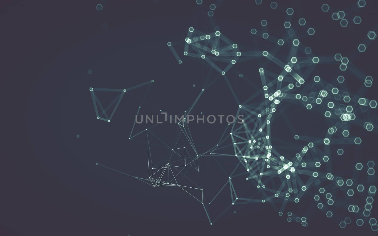 Abstract polygonal space low poly dark background with connecting dots and lines. Connection structure. 3d rendering