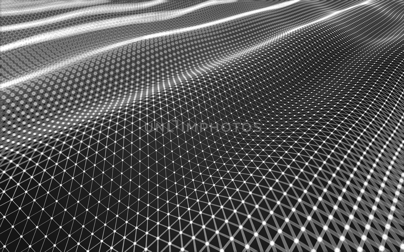 Abstract polygonal space low poly dark background with connecting dots and lines. Connection structure. 3d rendering